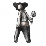 Markus Kasemaa-Figure with ears of russian cartoon hero tsheburashka holding a spade