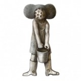 Markus Kasemaa-Figure with ears of russian cartoon hero tsheburashkaholding a bucket